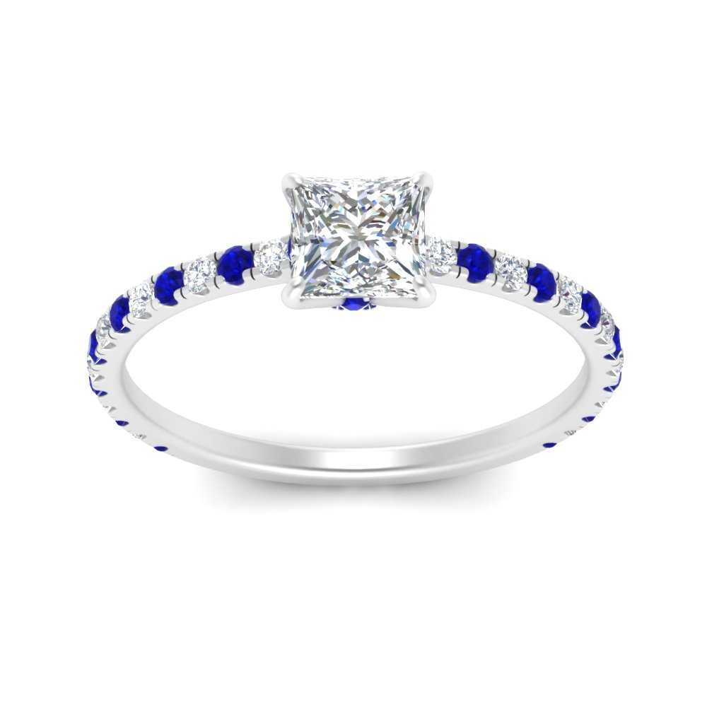 three-fourth-under-halo-princess-cut-diamond-engagement-ring-with-sapphire-in-FD9168PRRGSABLANGLE3-NL-WG