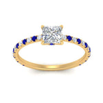 Load image into Gallery viewer, three-fourth-under-halo-princess-cut-diamond-engagement-ring-with-sapphire-in-FD9168PRRGSABLANGLE3-NL-YG
