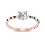 Load image into Gallery viewer, three-fourth-under-halo-princess-cut-engagement-ring-with-black-diamond-in-FD9168PRRGBLACKANGLE3-NL-RG
