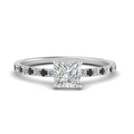 Load image into Gallery viewer, three-fourth-under-halo-princess-cut-engagement-ring-with-black-diamond-in-FD9168PRRGBLACKANGLE3-NL-WG
