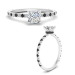 Load image into Gallery viewer, three-fourth-under-halo-princess-cut-engagement-ring-with-black-diamond-in-FD9168PRRGBLACKANGLE3-NL-WG
