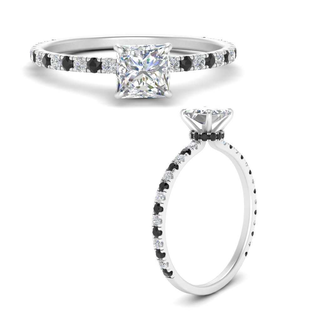 three-fourth-under-halo-princess-cut-engagement-ring-with-black-diamond-in-FD9168PRRGBLACKANGLE3-NL-WG