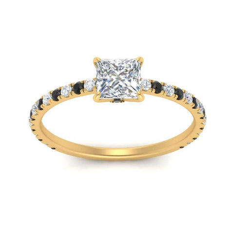three-fourth-under-halo-princess-cut-engagement-ring-with-black-diamond-in-FD9168PRRGBLACKANGLE3-NL-YG