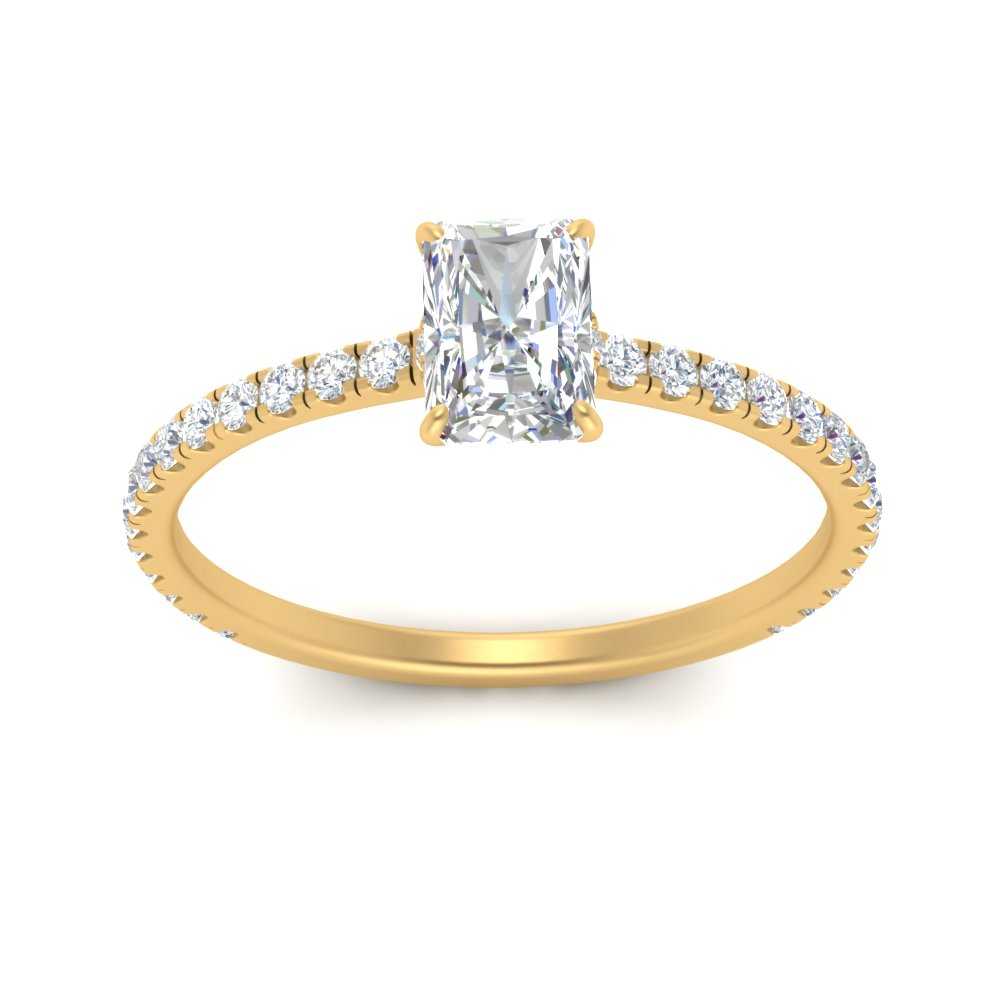 Three Fourth Radiant Cut Under Halo Ring – Fascinating Diamonds