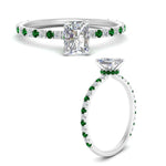 Load image into Gallery viewer, three-fourth-under-halo-radiant-cut-diamond-engagement-ring-with-emerald-in-FD9168RARGEMGRANGLE3-NL-WG
