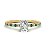Load image into Gallery viewer, three-fourth-under-halo-radiant-cut-diamond-engagement-ring-with-emerald-in-FD9168RARGEMGRANGLE3-NL-YG
