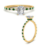 Load image into Gallery viewer, three-fourth-under-halo-radiant-cut-diamond-engagement-ring-with-emerald-in-FD9168RARGEMGRANGLE3-NL-YG
