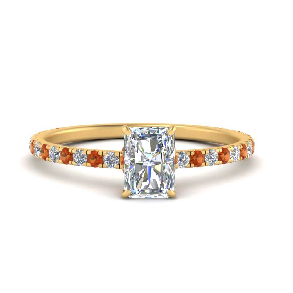 three-fourth-under-halo-radiant-cut-diamond-engagement-ring-with-orange-sapphire-in-FD9168RARGSAORANGLE3-NL-YG