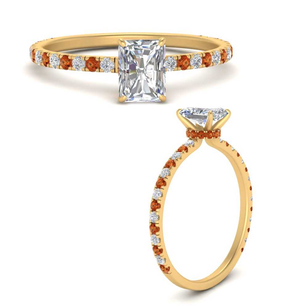three-fourth-under-halo-radiant-cut-diamond-engagement-ring-with-orange-sapphire-in-FD9168RARGSAORANGLE3-NL-YG