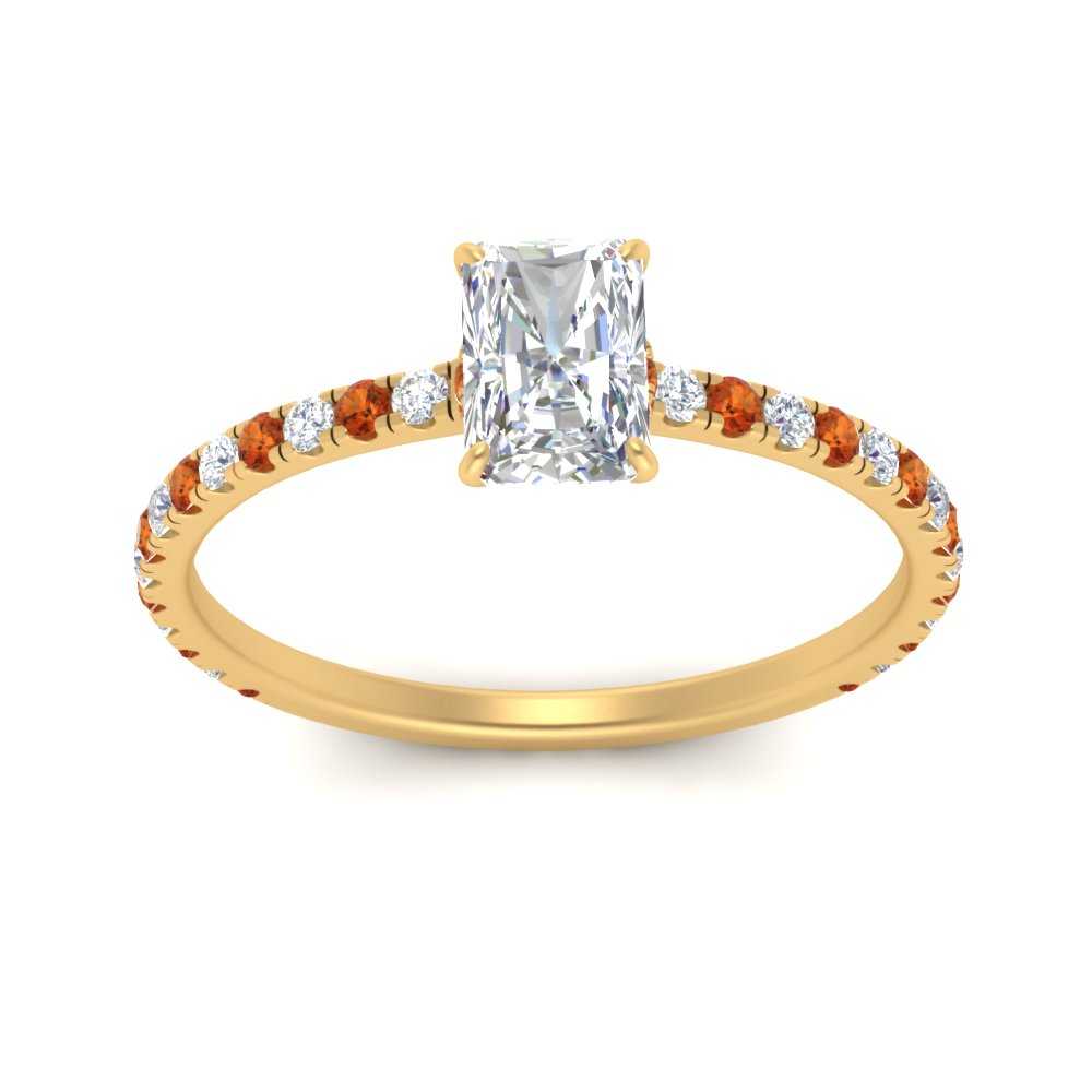 three-fourth-under-halo-radiant-cut-diamond-engagement-ring-with-orange-sapphire-in-FD9168RARGSAORANGLE3-NL-YG