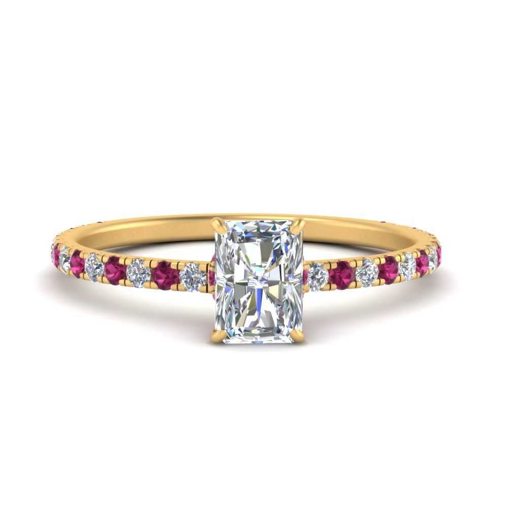three-fourth-under-halo-radiant-cut-diamond-engagement-ring-with-pink-sapphire-in-FD9168RARGSADRPIANGLE3-NL-YG
