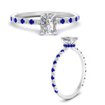 Load image into Gallery viewer, three-fourth-under-halo-radiant-cut-diamond-engagement-ring-with-sapphire-in-FD9168RARGSABLANGLE3-NL-WG
