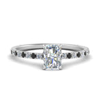 Load image into Gallery viewer, three-fourth-under-halo-radiant-cut-engagement-ring-with-black-diamond-in-FD9168RARGBLACKANGLE3-NL-WG
