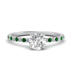 Load image into Gallery viewer, three-fourth-under-halo-round-cut-diamond-engagement-ring-with-emerald-in-FD9168RORGEMGRANGLE3-NL-WG
