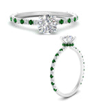 Load image into Gallery viewer, three-fourth-under-halo-round-cut-diamond-engagement-ring-with-emerald-in-FD9168RORGEMGRANGLE3-NL-WG
