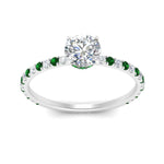 Load image into Gallery viewer, three-fourth-under-halo-round-cut-diamond-engagement-ring-with-emerald-in-FD9168RORGEMGRANGLE3-NL-WG
