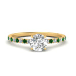 Load image into Gallery viewer, three-fourth-under-halo-round-cut-diamond-engagement-ring-with-emerald-in-FD9168RORGEMGRANGLE3-NL-YG
