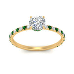 Load image into Gallery viewer, three-fourth-under-halo-round-cut-diamond-engagement-ring-with-emerald-in-FD9168RORGEMGRANGLE3-NL-YG
