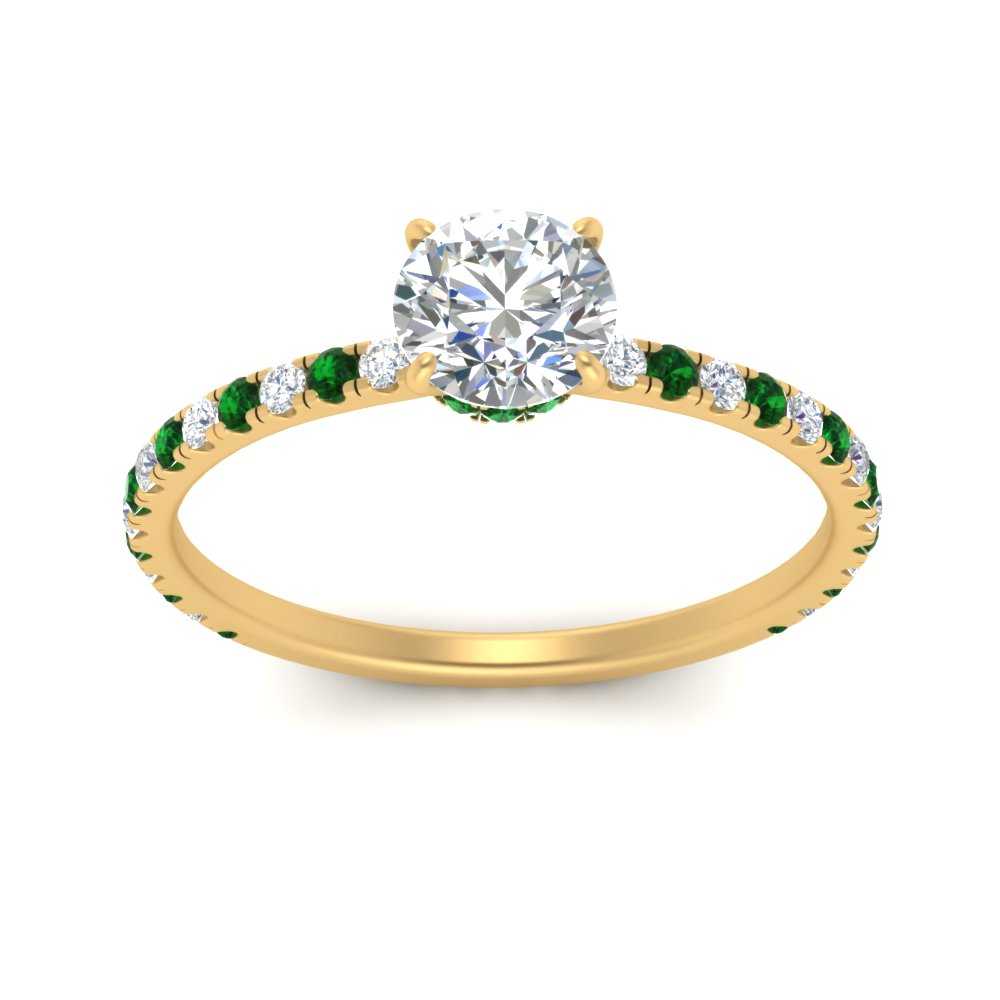 three-fourth-under-halo-round-cut-diamond-engagement-ring-with-emerald-in-FD9168RORGEMGRANGLE3-NL-YG
