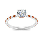 Load image into Gallery viewer, three-fourth-under-halo-round-cut-diamond-engagement-ring-with-orange-sapphire-in-FD9168RORGSAORANGLE3-NL-WG
