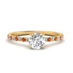 Load image into Gallery viewer, three-fourth-under-halo-round-cut-diamond-engagement-ring-with-orange-sapphire-in-FD9168RORGSAORANGLE3-NL-YG
