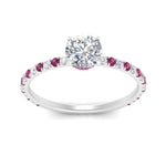 Load image into Gallery viewer, three-fourth-under-halo-round-cut-diamond-engagement-ring-with-pink-sapphire-in-FD9168RORGSADRPIANGLE3-NL-WG
