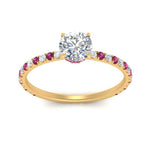Load image into Gallery viewer, three-fourth-under-halo-round-cut-diamond-engagement-ring-with-pink-sapphire-in-FD9168RORGSADRPIANGLE3-NL-YG
