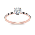 Load image into Gallery viewer, three-fourth-under-halo-round-cut-engagement-ring-with-black-diamond-in-FD9168RORGBLACKANGLE3-NL-RG
