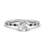 Load image into Gallery viewer, three-fourth-under-halo-round-cut-engagement-ring-with-black-diamond-in-FD9168RORGBLACKANGLE3-NL-WG
