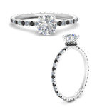 Load image into Gallery viewer, three-fourth-under-halo-round-cut-engagement-ring-with-black-diamond-in-FD9168RORGBLACKANGLE3-NL-WG
