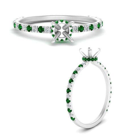 three-fourth-under-halo-semi-mount-diamond-engagement-ring-with-emerald-in-FD9168SMRGEMGRANGLE3-NL-WG