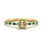 Load image into Gallery viewer, three-fourth-under-halo-semi-mount-diamond-engagement-ring-with-emerald-in-FD9168SMRGEMGRANGLE3-NL-YG
