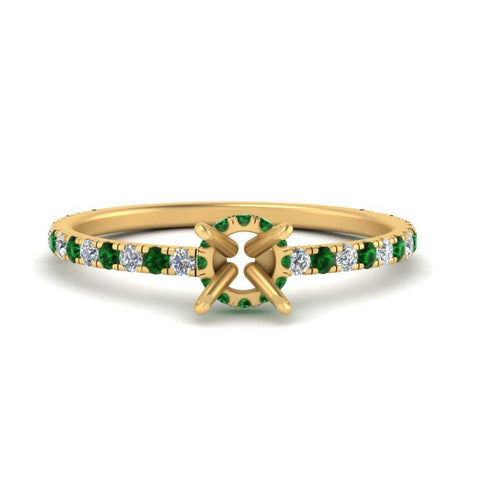 three-fourth-under-halo-semi-mount-diamond-engagement-ring-with-emerald-in-FD9168SMRGEMGRANGLE3-NL-YG