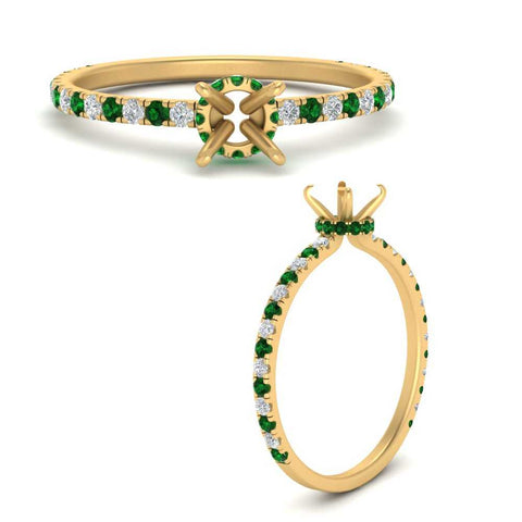 three-fourth-under-halo-semi-mount-diamond-engagement-ring-with-emerald-in-FD9168SMRGEMGRANGLE3-NL-YG