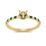 Load image into Gallery viewer, three-fourth-under-halo-semi-mount-diamond-engagement-ring-with-emerald-in-FD9168SMRGEMGRANGLE3-NL-YG
