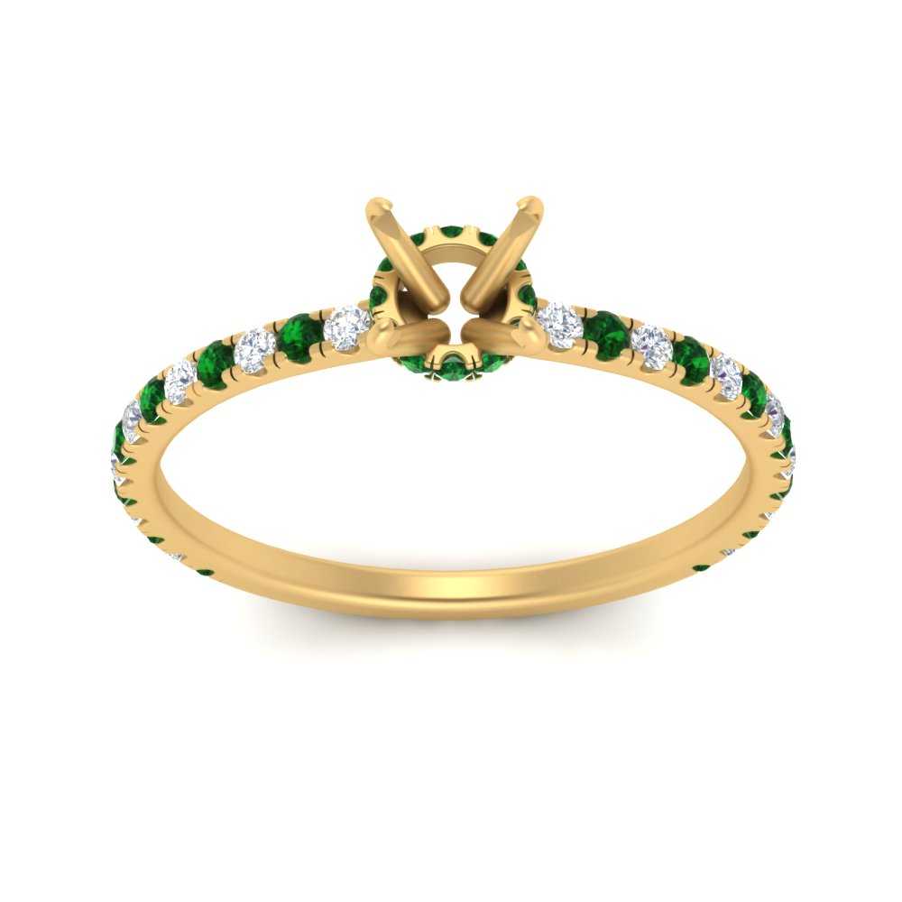 three-fourth-under-halo-semi-mount-diamond-engagement-ring-with-emerald-in-FD9168SMRGEMGRANGLE3-NL-YG