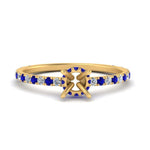 Load image into Gallery viewer, three-fourth-under-halo-semi-mount-diamond-engagement-ring-with-sapphire-in-FD9168SMRGSABLANGLE3-NL-YG
