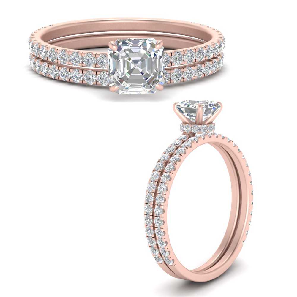 Asscher Diamond Three Quarter Gallery Bridal Set