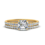 Load image into Gallery viewer, three-quarter-asscher-cut-diamond-gallery-bridal-ring-set-in-FD9168ASANGLE3-NL-YG

