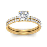 Load image into Gallery viewer, three-quarter-asscher-cut-diamond-gallery-bridal-ring-set-in-FD9168ASANGLE3-NL-YG