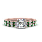 Load image into Gallery viewer, three-quarter-asscher-cut-diamond-gallery-bridal-ring-set-with-emerald-in-FD9168ASGEMGRANGLE3-NL-RG