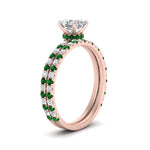 Load image into Gallery viewer, three-quarter-asscher-cut-diamond-gallery-bridal-ring-set-with-emerald-in-FD9168ASGEMGRANGLE3-NL-RG
