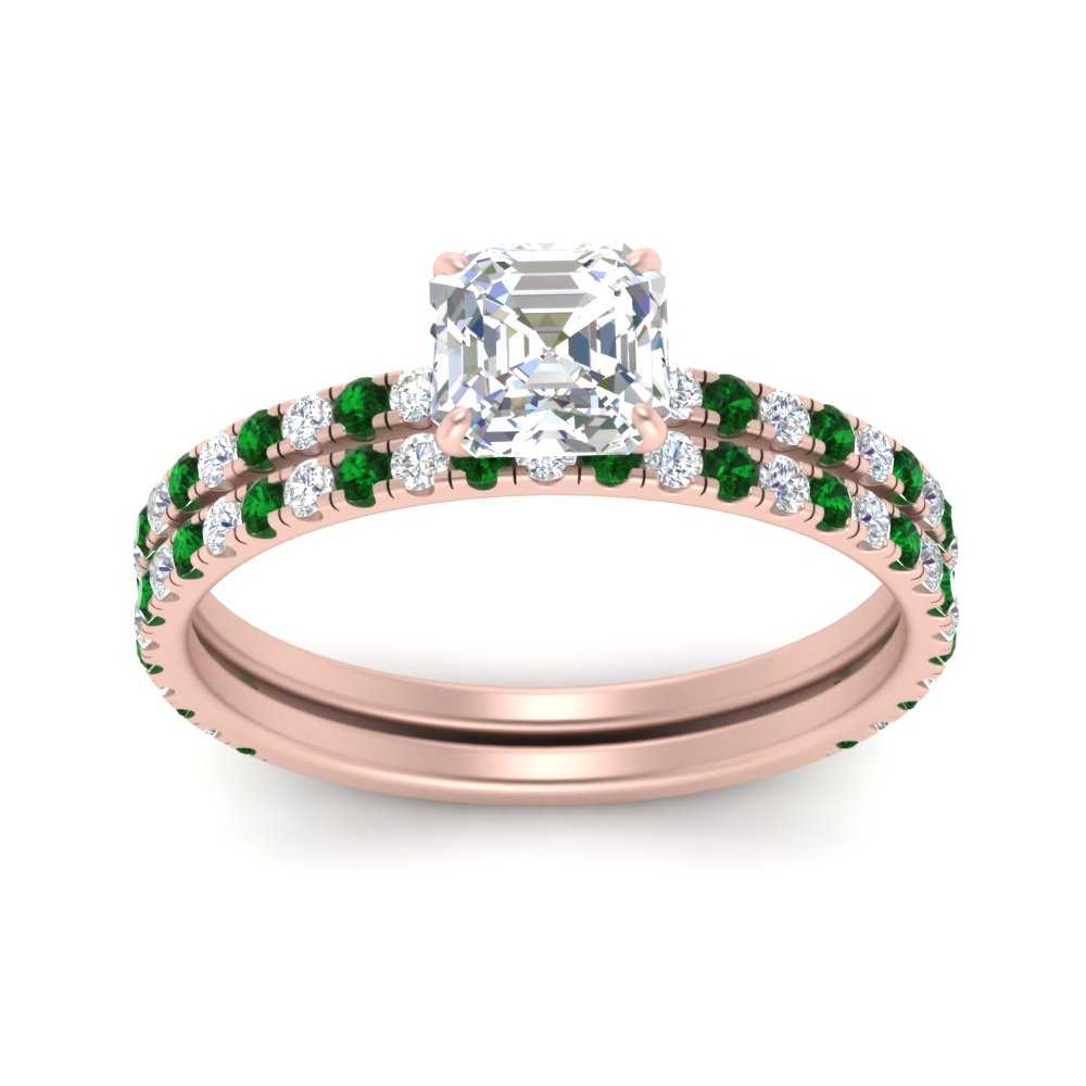 three-quarter-asscher-cut-diamond-gallery-bridal-ring-set-with-emerald-in-FD9168ASGEMGRANGLE3-NL-RG