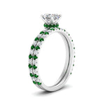 Load image into Gallery viewer, three-quarter-asscher-cut-diamond-gallery-bridal-ring-set-with-emerald-in-FD9168ASGEMGRANGLE3-NL-WG