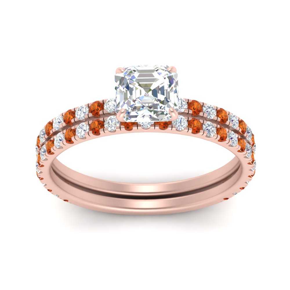 three-quarter-asscher-cut-diamond-gallery-bridal-ring-set-with-orange-sapphire-in-FD9168ASGSAORANGLE3-NL-RG