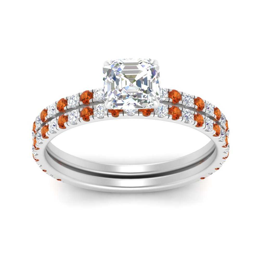 three-quarter-asscher-cut-diamond-gallery-bridal-ring-set-with-orange-sapphire-in-FD9168ASGSAORANGLE3-NL-WG