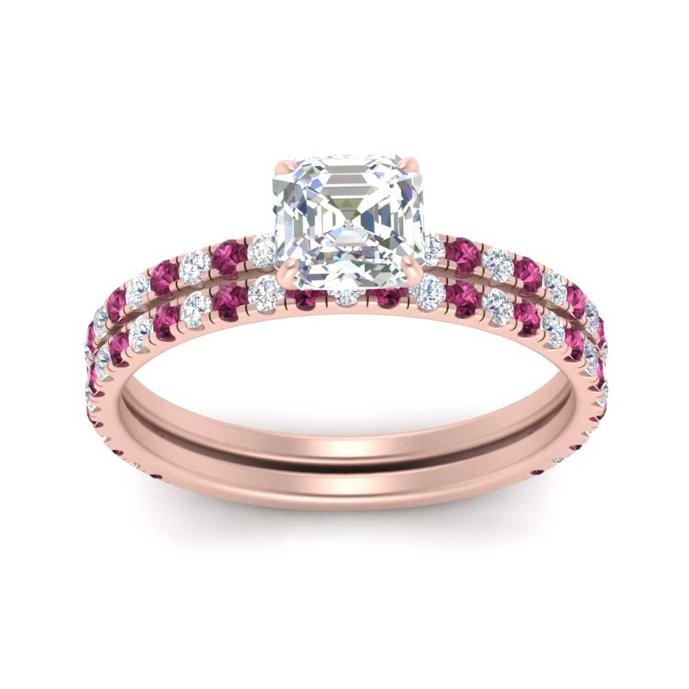 three-quarter-asscher-cut-diamond-gallery-bridal-ring-set-with-pink-sapphire-in-FD9168ASGSADRPIANGLE3-NL-RG