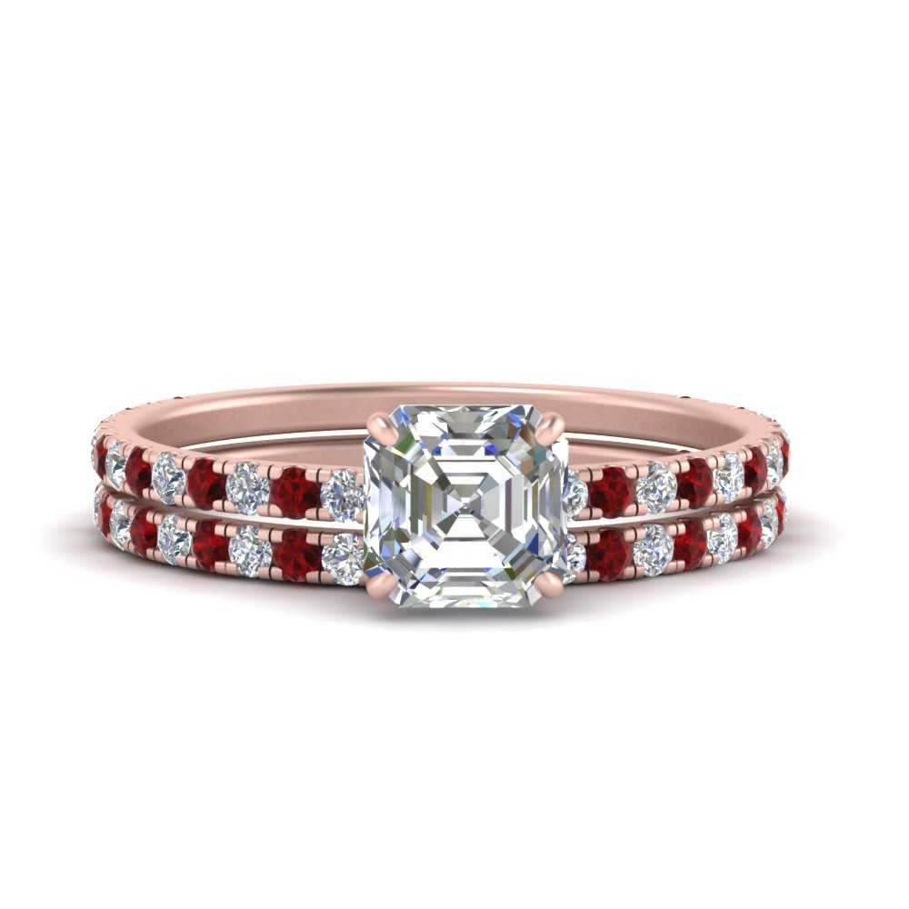 three-quarter-asscher-cut-diamond-gallery-bridal-ring-set-with-ruby-in-FD9168ASGRUDRANGLE3-NL-RG