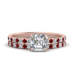 Load image into Gallery viewer, three-quarter-asscher-cut-diamond-gallery-bridal-ring-set-with-ruby-in-FD9168ASGRUDRANGLE3-NL-RG
