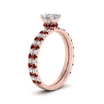 Load image into Gallery viewer, three-quarter-asscher-cut-diamond-gallery-bridal-ring-set-with-ruby-in-FD9168ASGRUDRANGLE3-NL-RG